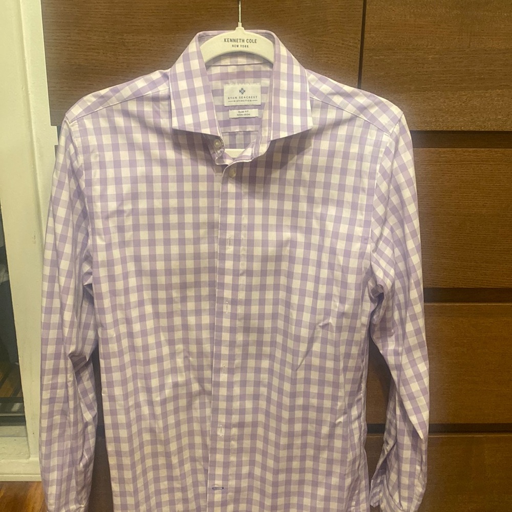 Men dress shirt. White and purple
